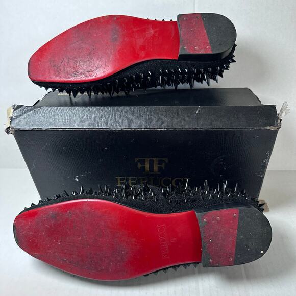 Mens Ferucci black slippers slides loafers flats crystal GZ Rhinestones size 9 - Picture 8 of 11
